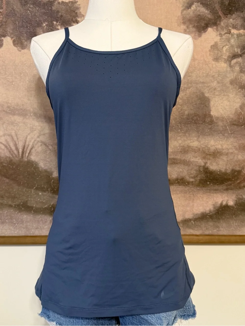 Nike Dark Blue Slim Performance Tank with Open Back